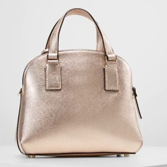 Kate Spade Small Lottie Rose Gold Crossbody Satchel Women Leather Bag Top Handle - Picture 2 of 9